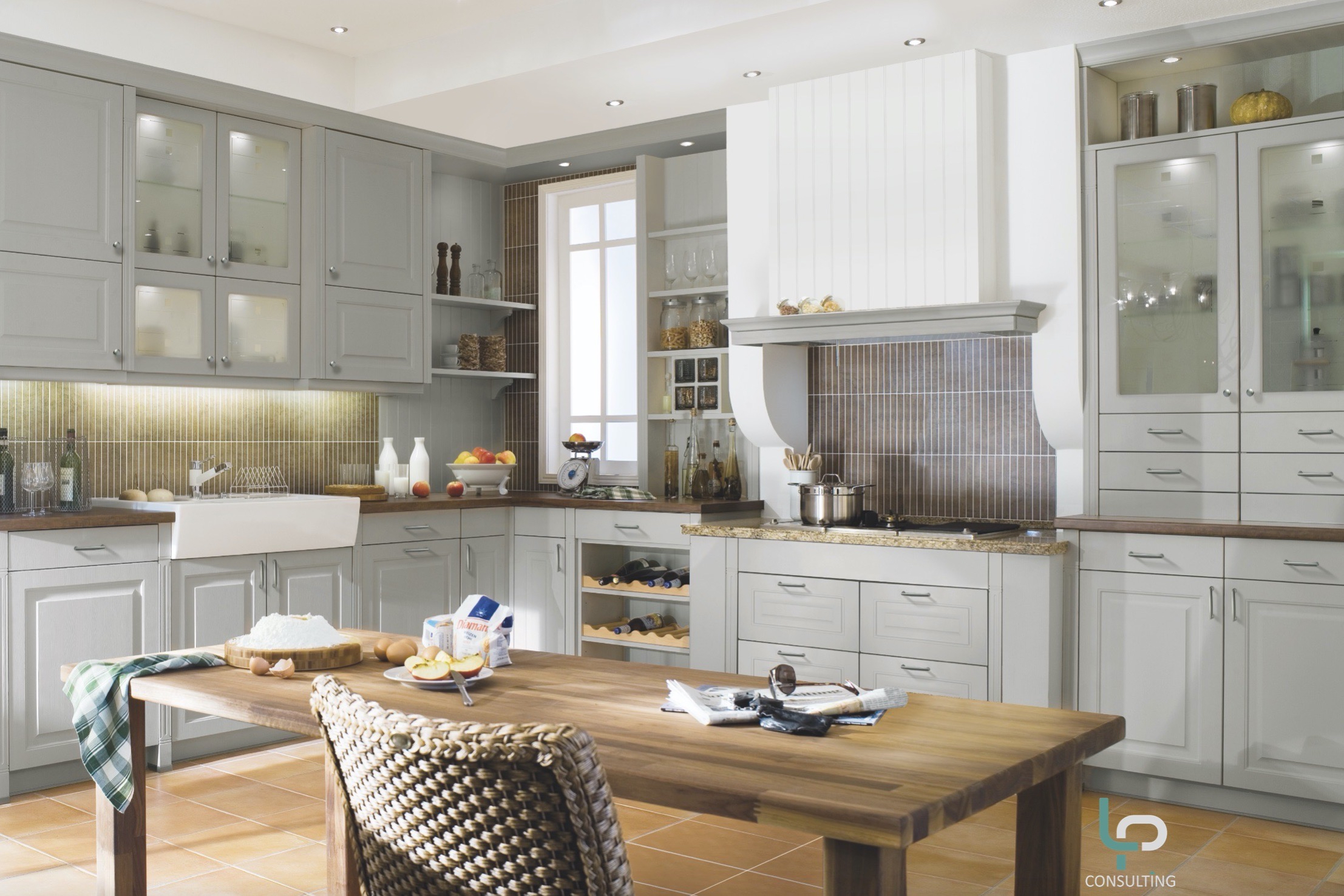 LP Consulting, cuisine cottage, porte à cadre