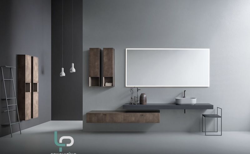 Le mobilier de bain LP Consulting Salle de bain moderne et design laque effet métal